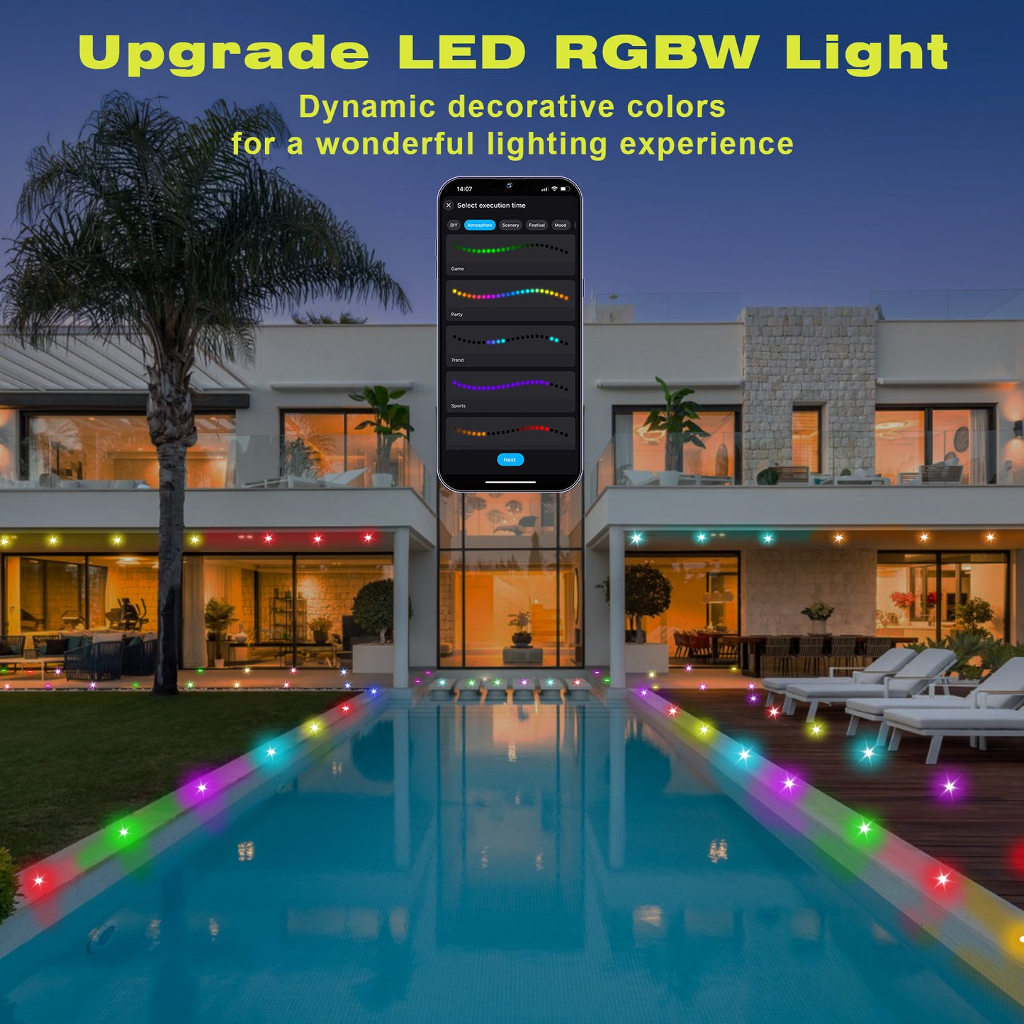 WIFI/Bluetooth 31mm 12V Digital WS2814A IC Pixel Light RGB Symphony Outdoor Christmas Garden Spotlight LED Deck Step Lighting