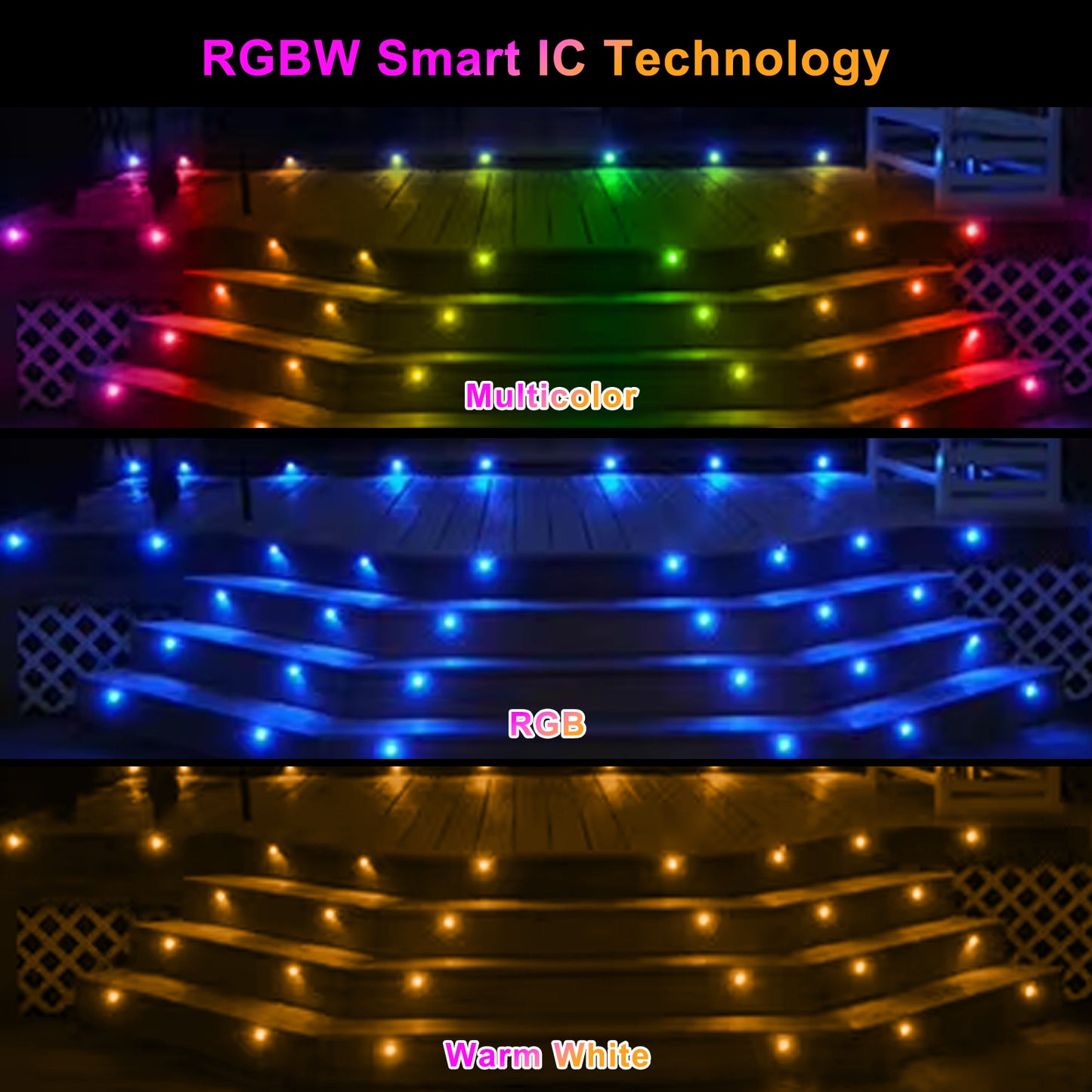 WIFI/Bluetooth 31mm 12V Digital WS2814A IC Pixel Light RGB Symphony Outdoor Christmas Garden Spotlight LED Deck Step Lighting