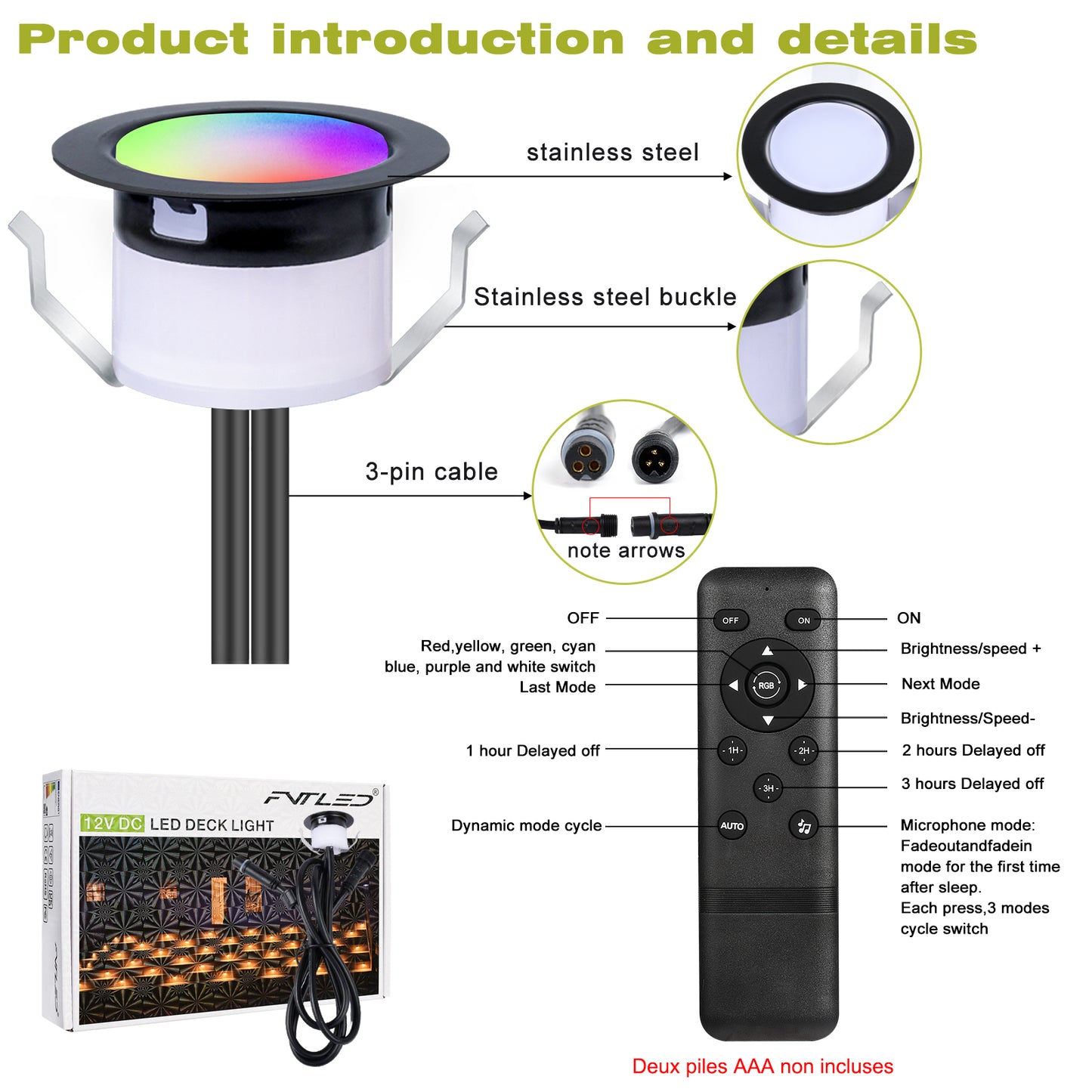 WIFI/Bluetooth 31mm 12V Digital WS2814A IC Pixel Light RGB Symphony Outdoor Christmas Garden Spotlight LED Deck Step Lighting