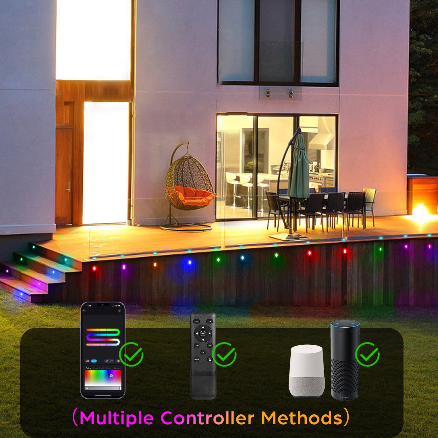 WIFI/Bluetooth 31mm 12V Digital WS2814A IC Pixel Light RGB Symphony Outdoor Christmas Garden Spotlight LED Deck Step Lighting