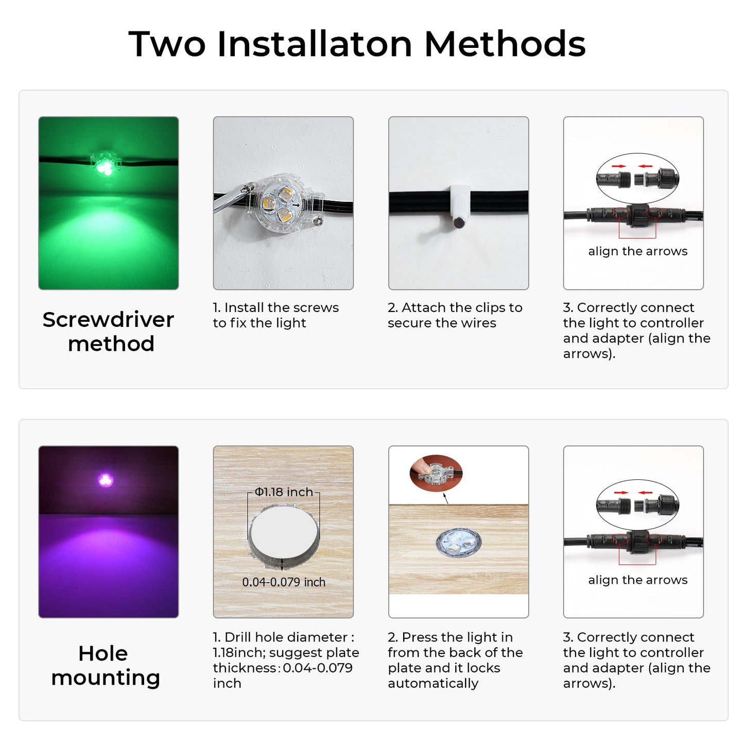 FVTLED Permanent Outdoor String Lights, 16.4ft Dynamic RGB+WW Multi-Color, IP65 Waterproof 12 LED Eaves Lights