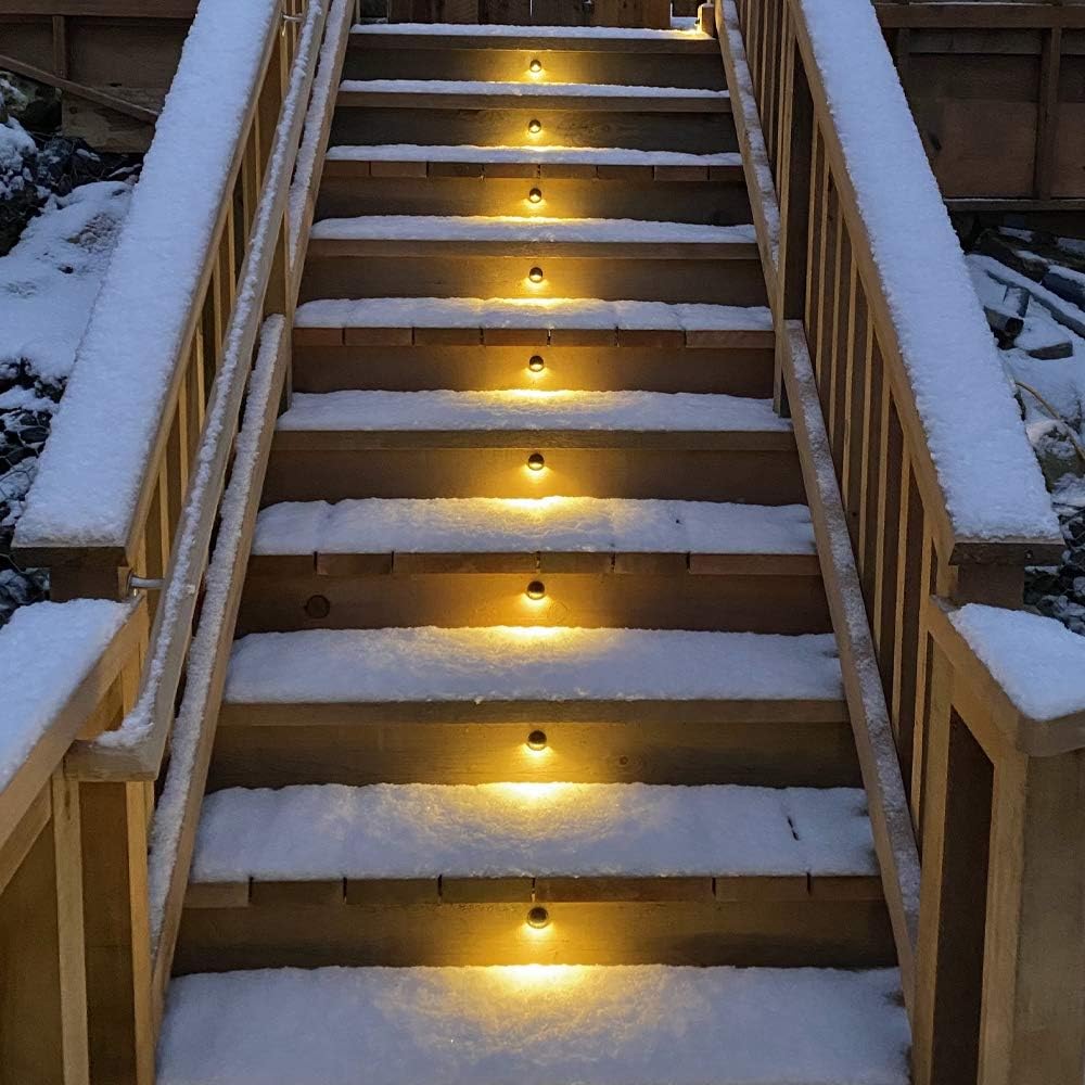 FVTLED WIFI Control Warm White / RGB Low Voltage LED Deck Lights kit D50 Φ1.38 Outdoor Garden Yard Decoration Lamp Recessed Landscape Pathway Step Stair Deck LED Lighting, Black/Bronze