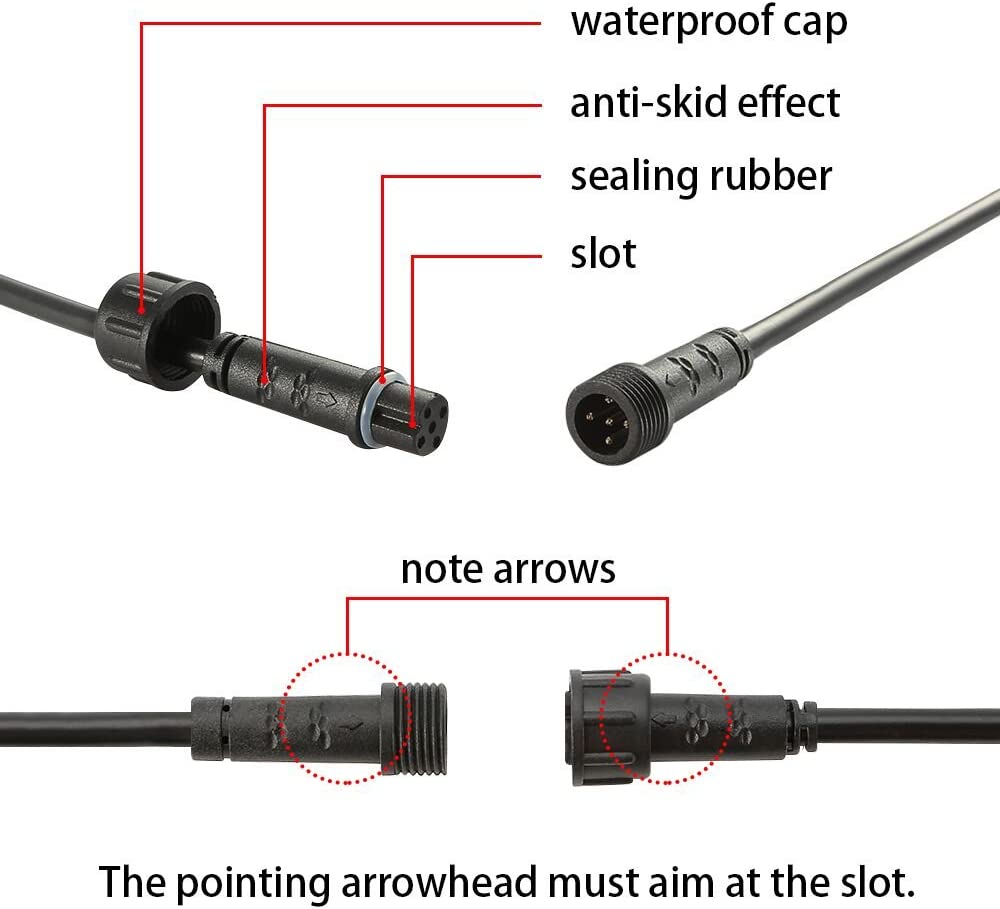 FVTLED Pack of 5, 1m 2m 3m 3.28ft 6.56ft 9.84ft 2Pin 4Pin 5Pin Extension Cable Wire with Male and Female Connectors at Both Ends Only for Single Color LED Deck Light