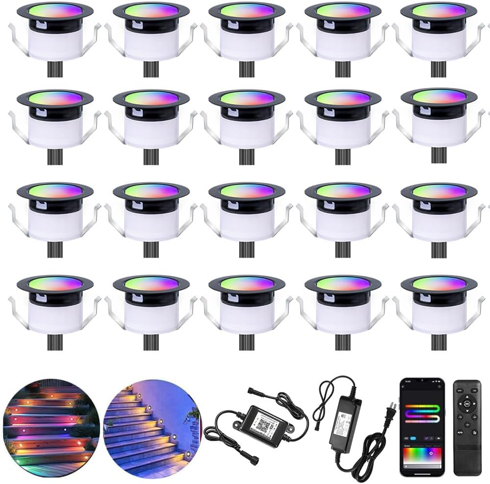 WIFI/Bluetooth 31mm 12V Digital WS2814A IC Pixel Light RGB Symphony Outdoor Christmas Garden Spotlight LED Deck Step Lighting
