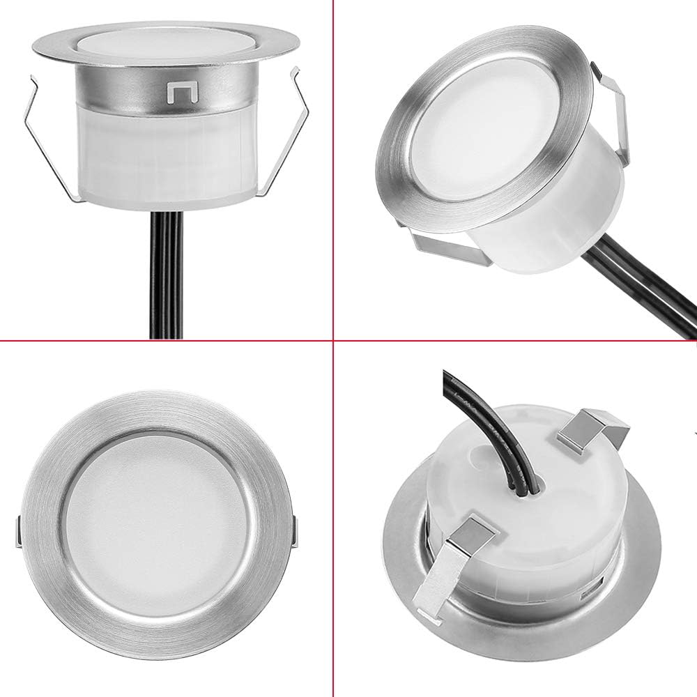 FVTLED LED Deck Lights Kit D45 Φ1.77" Low Voltage WiFi Smart Recessed RGB RGBW Warm White Deck Lighting with App/Voice Control, Waterproof IP67 Landscape In Ground Lighting for Outdoor Stairs Steps Floor Decor, Black / Silver