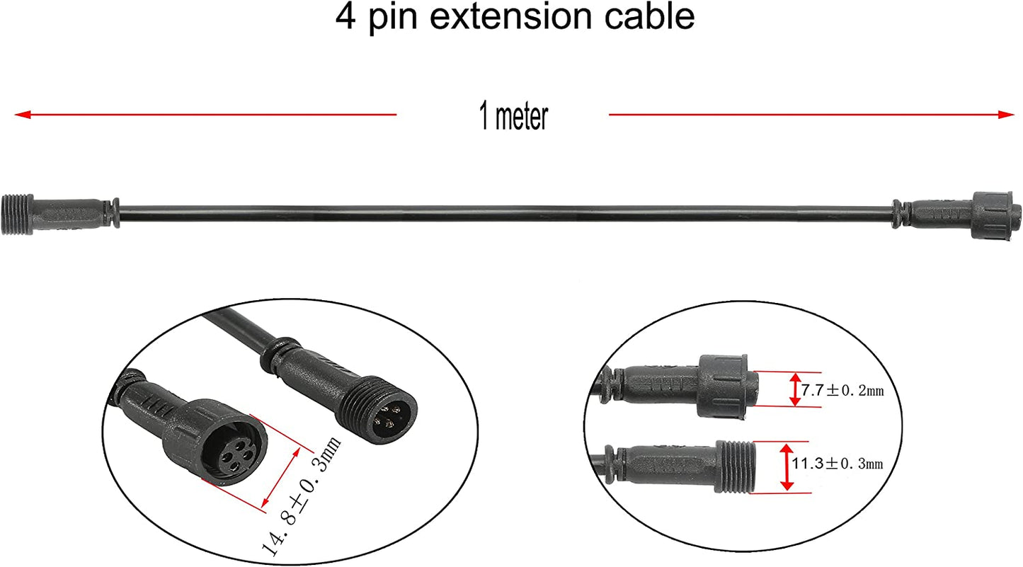 FVTLED Pack of 5, 1m 2m 3m 3.28ft 6.56ft 9.84ft 2Pin 4Pin 5Pin Extension Cable Wire with Male and Female Connectors at Both Ends Only for Single Color LED Deck Light