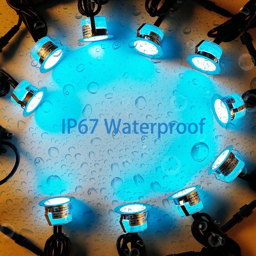 FVTLED LED Deck Lights Kit D45 Φ1.77" Low Voltage WiFi Smart Recessed RGB RGBW Warm White Deck Lighting with App/Voice Control, Waterproof IP67 Landscape In Ground Lighting for Outdoor Stairs Steps Floor Decor, Black / Silver