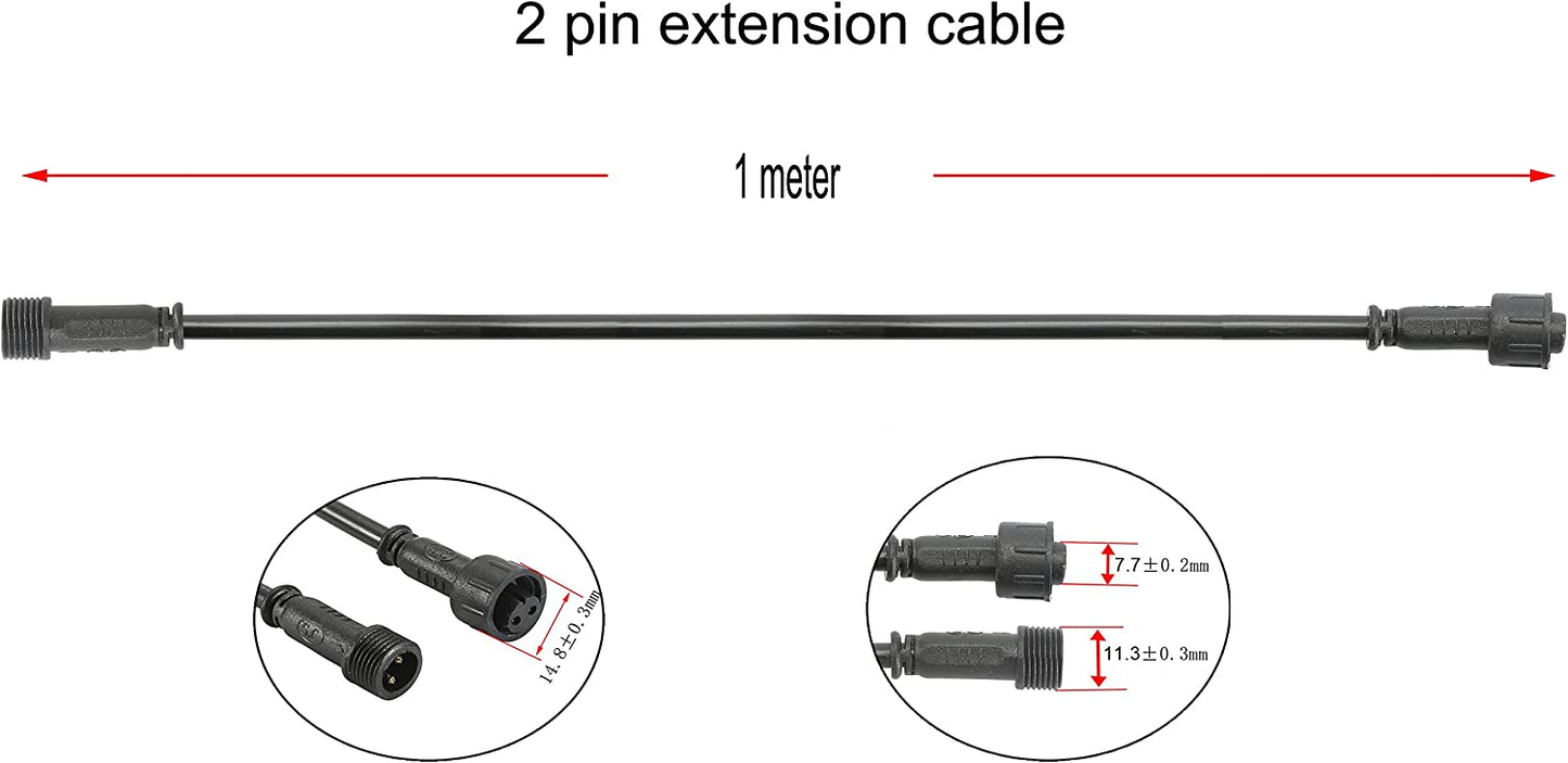 FVTLED Pack of 5, 1m 2m 3m 3.28ft 6.56ft 9.84ft 2Pin 4Pin 5Pin Extension Cable Wire with Male and Female Connectors at Both Ends Only for Single Color LED Deck Light