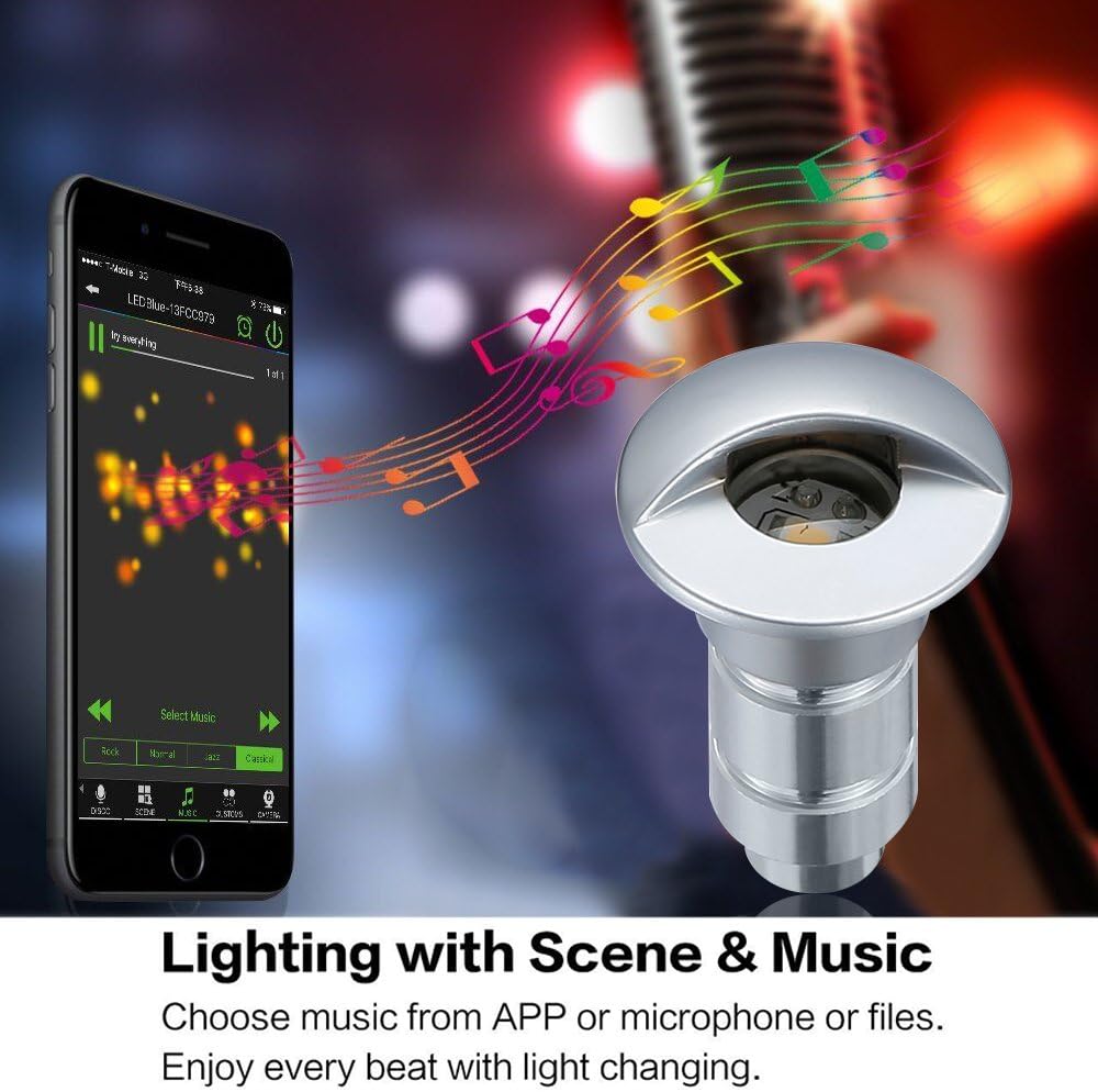 FVTLED Low Voltage LED Deck Light Kit D26 1.02" WIFI Wireless Control Waterproof Outdoor Garden Patio Stairs Landscape Decor Lamp LED In-ground Lighting Stainless Steels Warm White / RGB