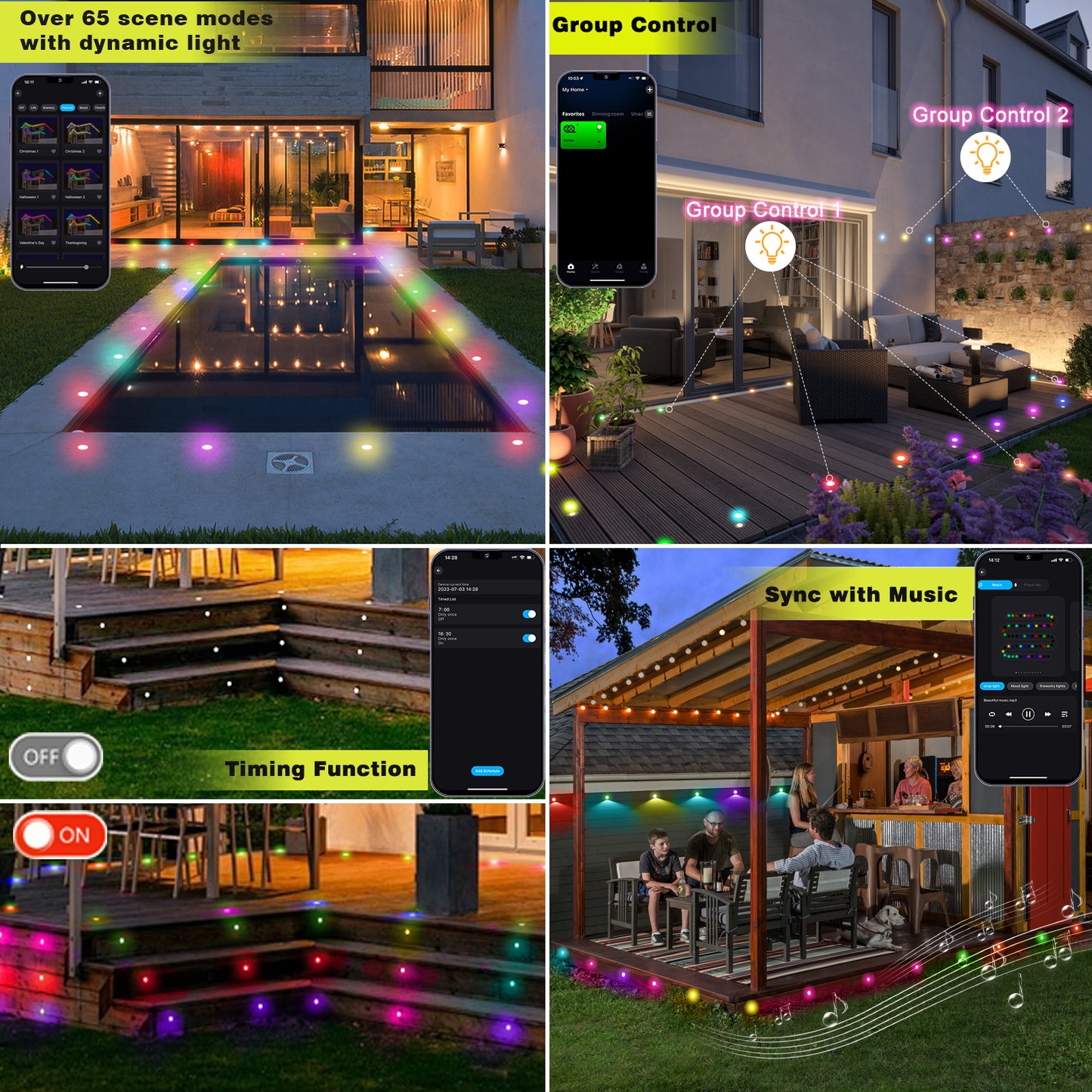 WIFI/Bluetooth 31mm 12V Digital WS2814A IC Pixel Light RGB Symphony Outdoor Christmas Garden Spotlight LED Deck Step Lighting
