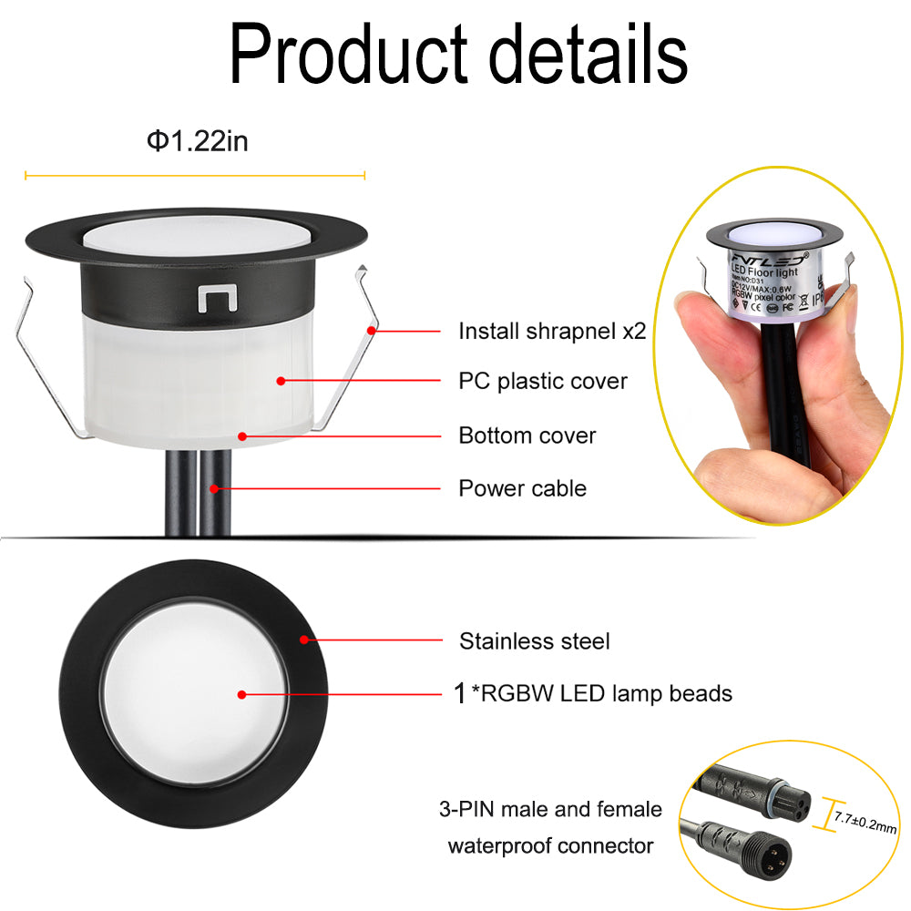 WIFI/Bluetooth 31mm 12V Digital WS2814A IC Pixel Light RGB Symphony Outdoor Christmas Garden Spotlight LED Deck Step Lighting