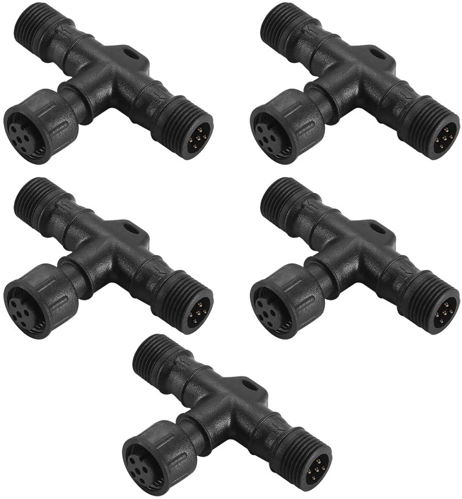FVTLED Replacement 2Pin 3Pin 4Pin 5Pin T-Connector Waterproof for WW CW CCT RGB RGBW Color LED Deck Light Kit