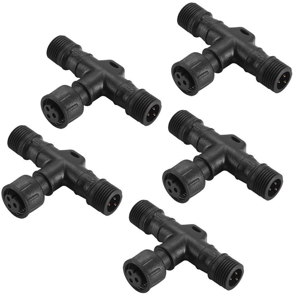 FVTLED Replacement 2Pin 3Pin 4Pin 5Pin T-Connector Waterproof for WW CW CCT RGB RGBW Color LED Deck Light Kit