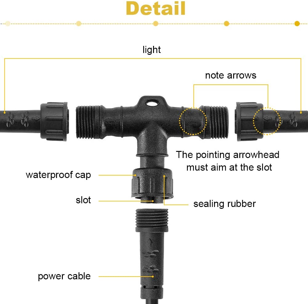 FVTLED Replacement 2Pin 3Pin 4Pin 5Pin T-Connector Waterproof for WW CW CCT RGB RGBW Color LED Deck Light Kit