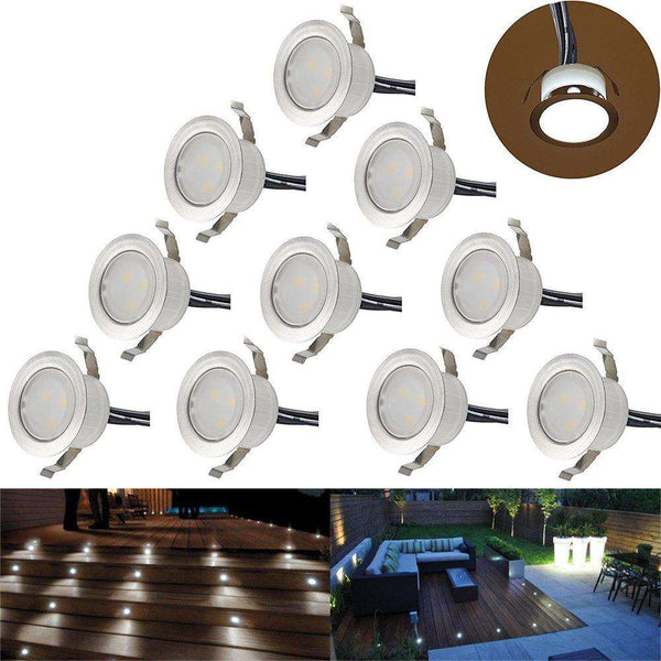 10Pcs LED Deck Step Stair Light Outdoor Landscape Yard Lighting Low Voltage  Kit