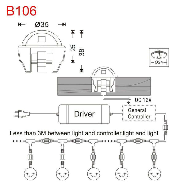 35mm DC12V IP67 Low Voltage Half Moon LED Deck Rail Step Stair Fence L –  FVTLED