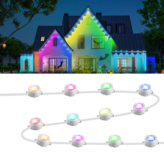 WIFI Permanent Outdoor Lights 5M,RGB Smart IC Outdoor Christmas Lights Waterproof LED Eaves Lights,Outdoor Lighting for House Festival Deck Daily(String lights only)