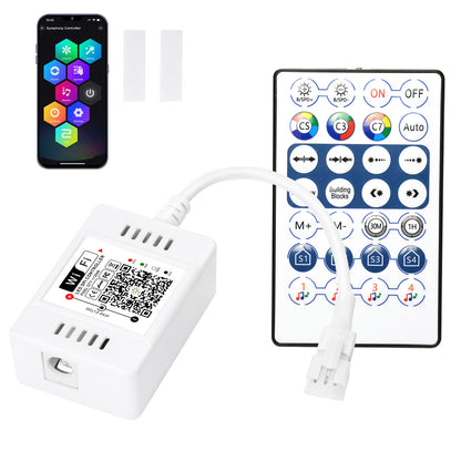 FVTLED WiFi Wireless Controller for LED Strip Lights Warm Cool White RGB RGBW Pixel RGBIC Strip Lights Music Sync Color Changing Bluetooth WiFi Controller, Android iOS , 12V-24V, APP Voice Control, Dimmable, Timing Function