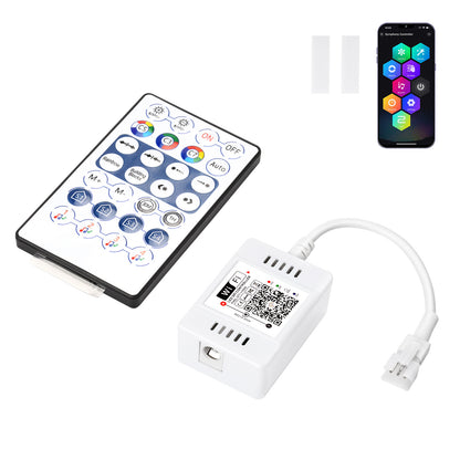 FVTLED WiFi Wireless Controller for LED Strip Lights Warm Cool White RGB RGBW Pixel RGBIC Strip Lights Music Sync Color Changing Bluetooth WiFi Controller, Android iOS , 12V-24V, APP Voice Control, Dimmable, Timing Function