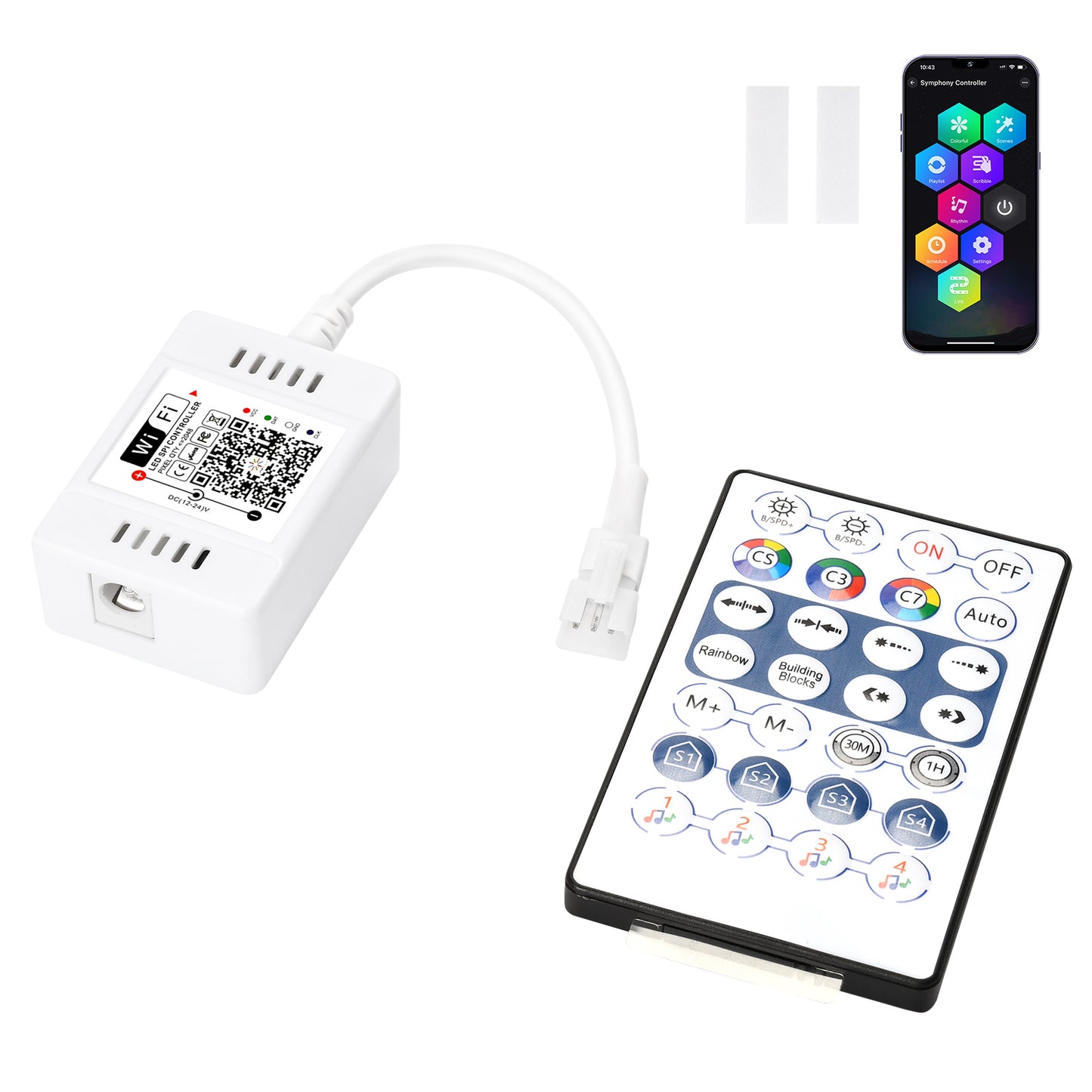 FVTLED WiFi Wireless Controller for LED Strip Lights Warm Cool White RGB RGBW Pixel RGBIC Strip Lights Music Sync Color Changing Bluetooth WiFi Controller, Android iOS , 12V-24V, APP Voice Control, Dimmable, Timing Function