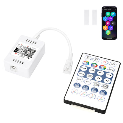 FVTLED WiFi Wireless Controller for LED Strip Lights Warm Cool White RGB RGBW Pixel RGBIC Strip Lights Music Sync Color Changing Bluetooth WiFi Controller, Android iOS , 12V-24V, APP Voice Control, Dimmable, Timing Function
