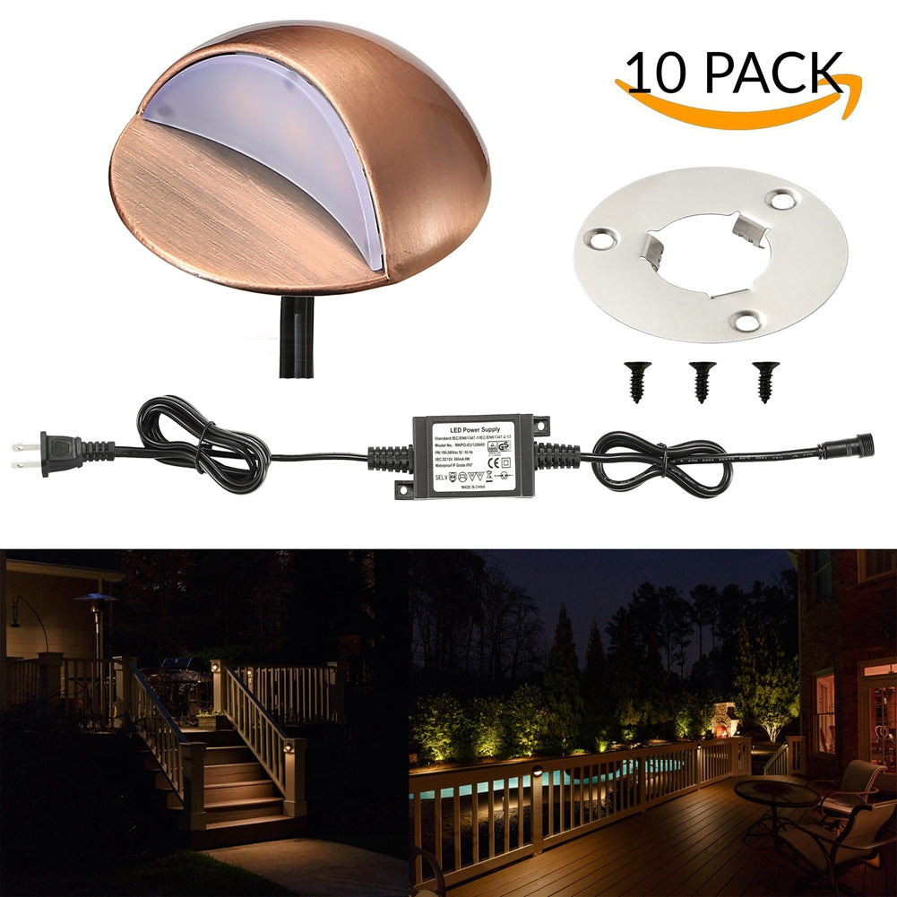 FVTLED WIFI Control Warm White / RGB Low Voltage LED Deck Lights kit D50 Φ1.38 Outdoor Garden Yard Decoration Lamp Recessed Landscape Pathway Step Stair Deck LED Lighting, Black/Bronze