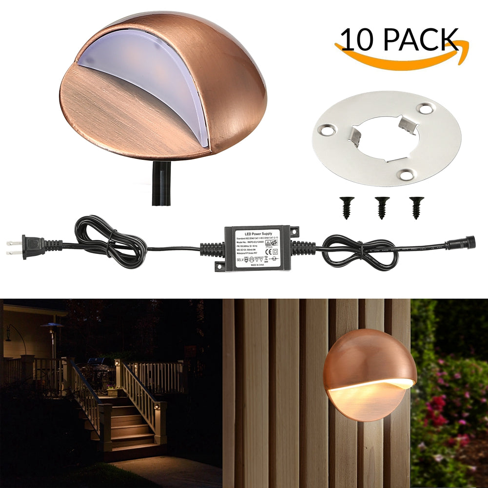 FVTLED WIFI Control Warm White / RGB Low Voltage LED Deck Lights kit D50 Φ1.38 Outdoor Garden Yard Decoration Lamp Recessed Landscape Pathway Step Stair Deck LED Lighting, Black/Bronze