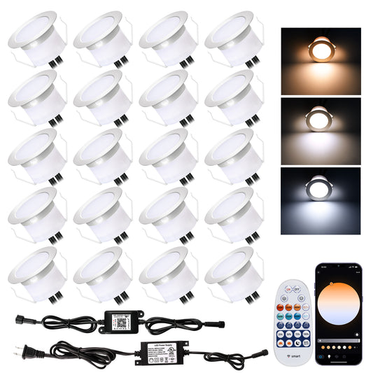 20 Pack D45 1.77" CCT Low Voltage LED Deck Lights Kit