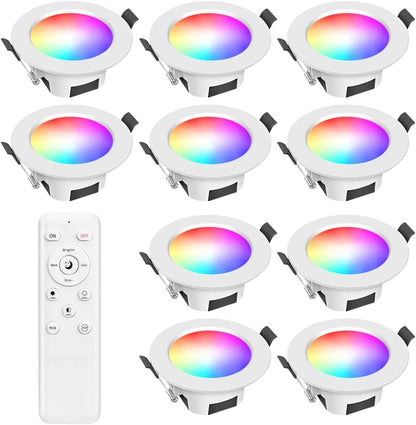 Smart LED Downlights Ceiling Lights Recessed Lighting 3 inch 4 inch, Flush Mount Ceiling Light, Can Lights 5W 9W, RGB Color Changing and 2700-6500K Dimmable CCT Warm White Cool White, for Bedroom, Living Room, Kitchen Lighting Fixtures Ceiling