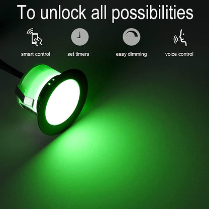 FVTLED LED Deck Lights Kit D61 Φ2.4" Low Voltage WiFi Smart Recessed RGBW Deck Lighting with App/Voice Control, Waterproof IP67 Landscape In Ground Lighting for Outdoor Stairs Steps Floor Decor, Silver
