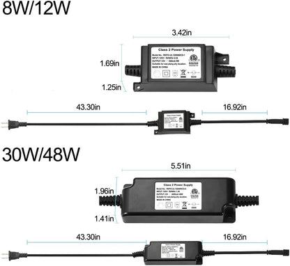 FVTLED Power Adapter, Transformer, Power Supply ETL CE  UKCA GS SAA BS Listed DC 12V 8W 12W 30W 48W US AU EU UK Plug Only Suitable for FVTLED LED Deck Lights Kit