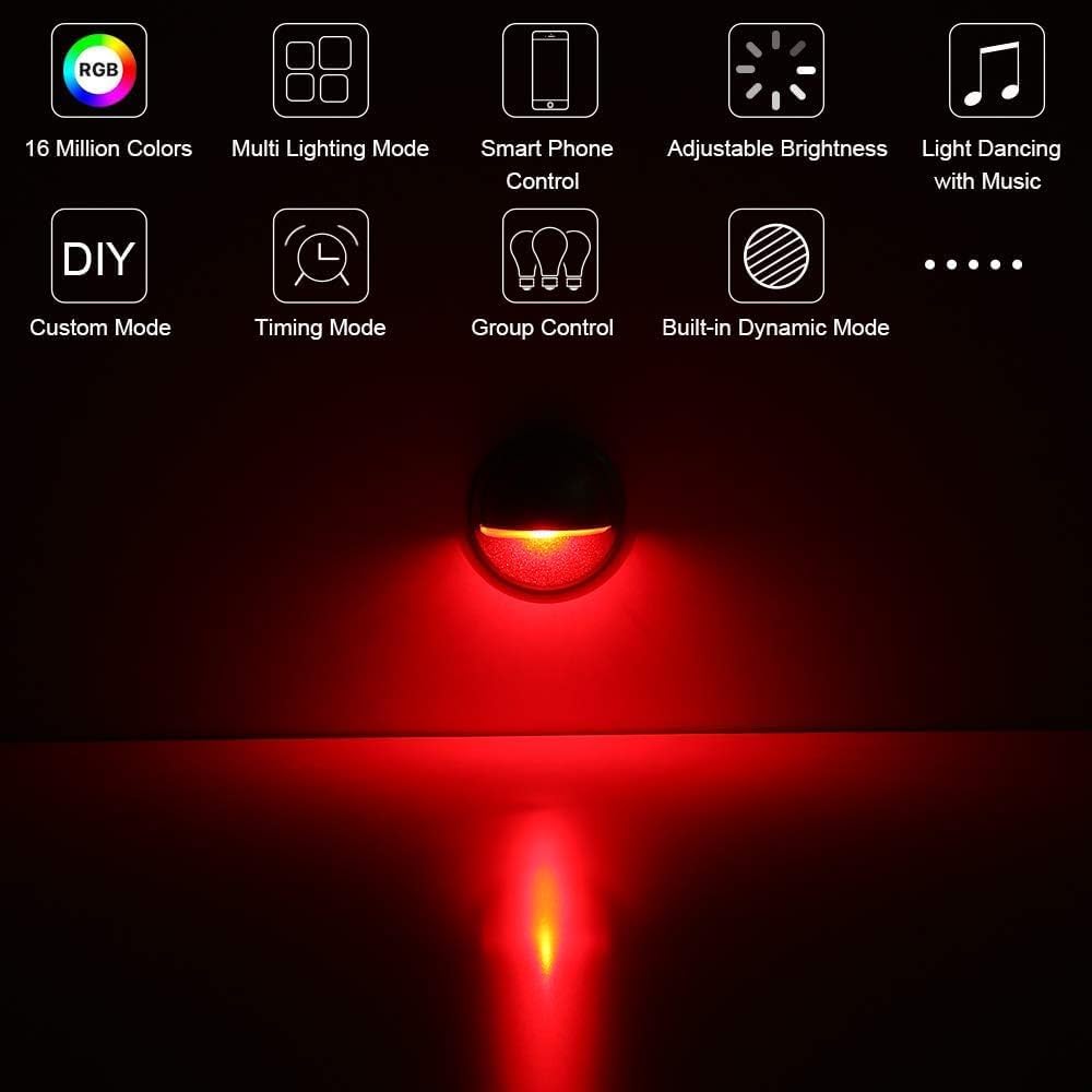 FVTLED WIFI Control Warm White / RGB Low Voltage LED Deck Lights kit Φ1.38 Outdoor Garden Yard Decoration Lamp Recessed Landscape Pathway Step Stair Deck LED Lighting, Black/Silver/Bronze