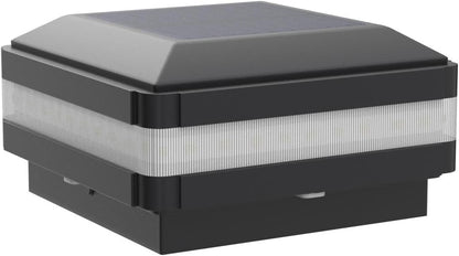 Solar Post Cap Light, 52 LEDs 160 Lumen Outdoor Solar Post Light Fits 4x4 5x5 6x6 Wooden Posts IP65 Deck Fence Lights Platform Garden Patio 6000K White Lighting, Black Shell