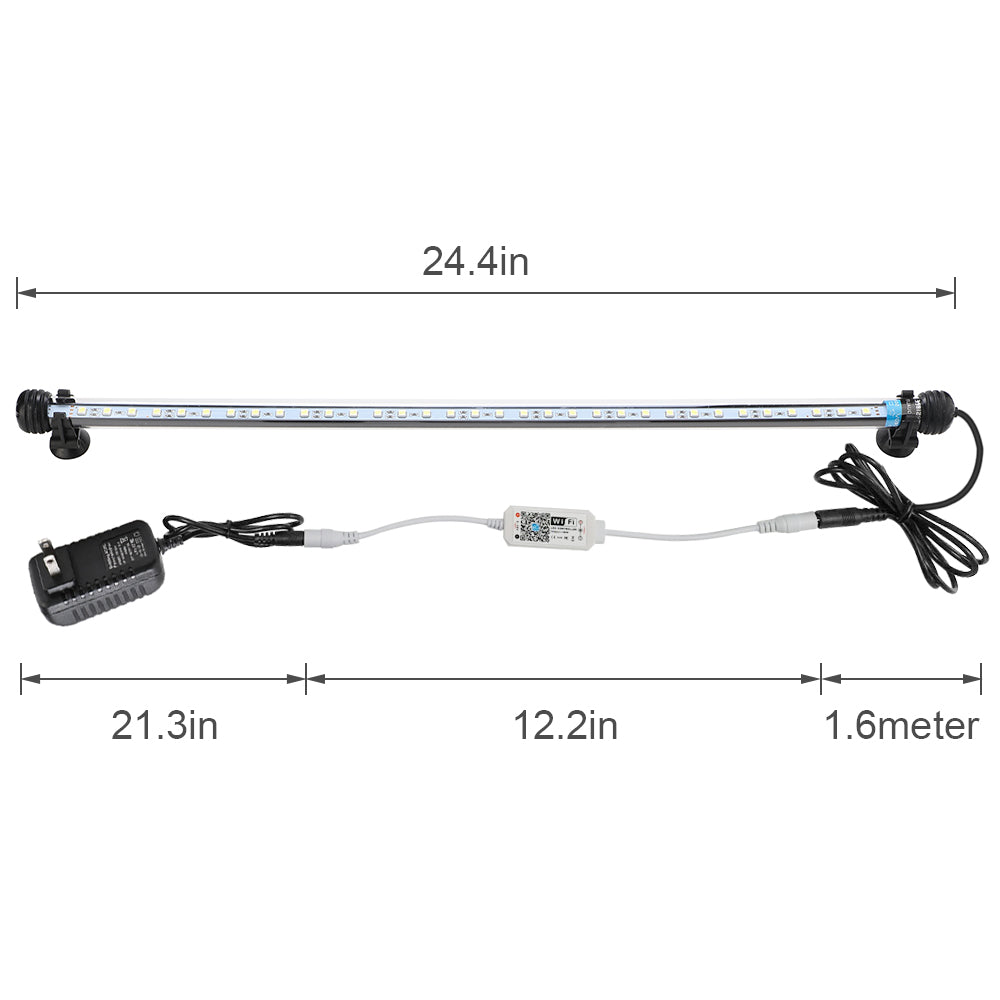 FVTLED Advanced 7-Row LED Aquarium Light, Easy Setup Controller, Auto On Off Full Spectrum Fish Tank Light, 24/7 Lighting Cycle, 8 Colors, 10 Level Dimming, 26W for 18"-24" Freshwater Planted Tank