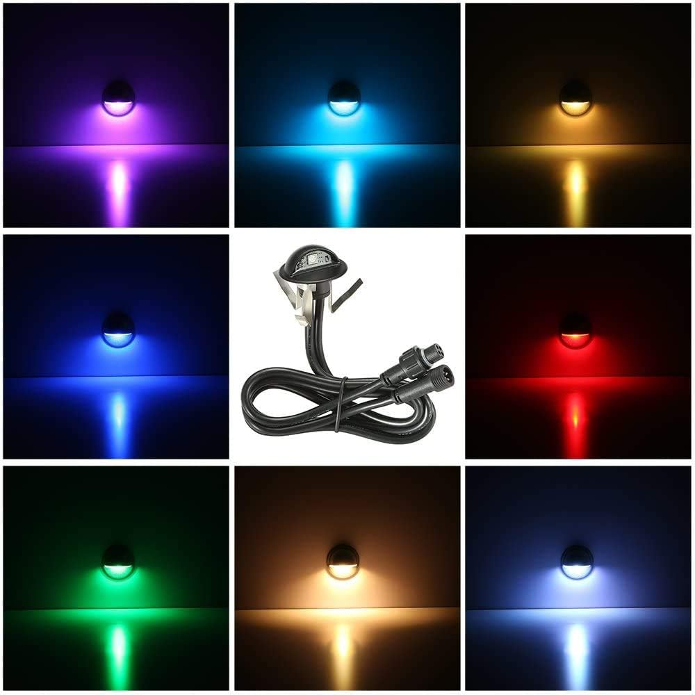 FVTLED WIFI Control Warm White / RGB Low Voltage LED Deck Lights kit Φ1.38 Outdoor Garden Yard Decoration Lamp Recessed Landscape Pathway Step Stair Deck LED Lighting, Black/Silver/Bronze