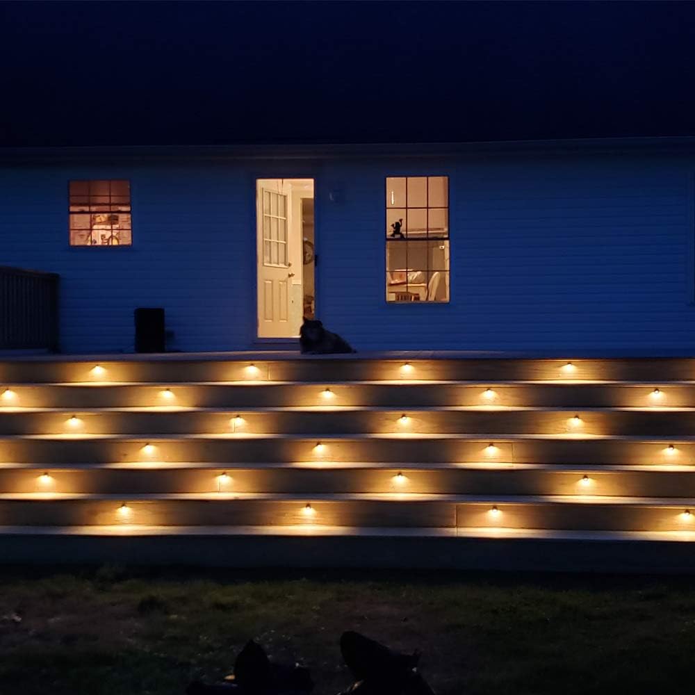 FVTLED WIFI Control Warm White / RGB Low Voltage LED Deck Lights kit Φ1.38 Outdoor Garden Yard Decoration Lamp Recessed Landscape Pathway Step Stair Deck LED Lighting, Black/Silver/Bronze