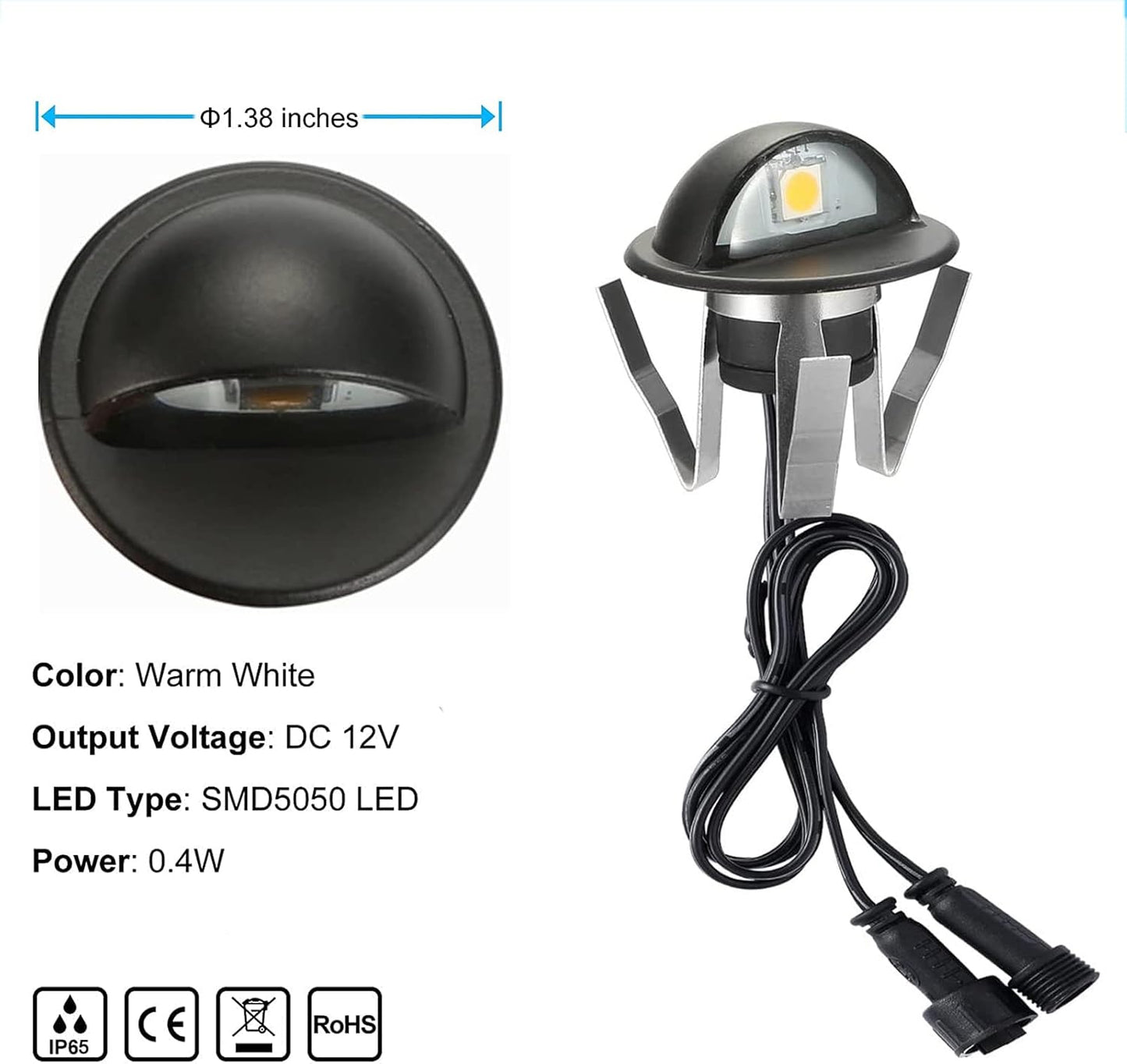 FVTLED WIFI Control Warm White / RGB Low Voltage LED Deck Lights kit Φ1.38 Outdoor Garden Yard Decoration Lamp Recessed Landscape Pathway Step Stair Deck LED Lighting, Black/Silver/Bronze