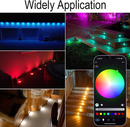 FVTLED LED Deck Lights Kit D61 Φ2.4" Low Voltage WiFi Smart Recessed RGBW Deck Lighting with App/Voice Control, Waterproof IP67 Landscape In Ground Lighting for Outdoor Stairs Steps Floor Decor, Silver