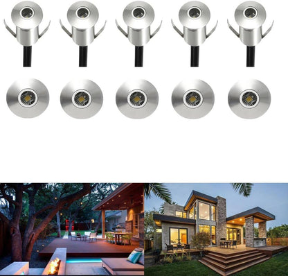 FVTLED Low Voltage LED Deck Light Kit D22 Φ0.87" Waterproof Outdoor Garden Patio Stairs Landscape Decor Lamp LED In-ground Lighting Stainless Steels  Warm White / RGB