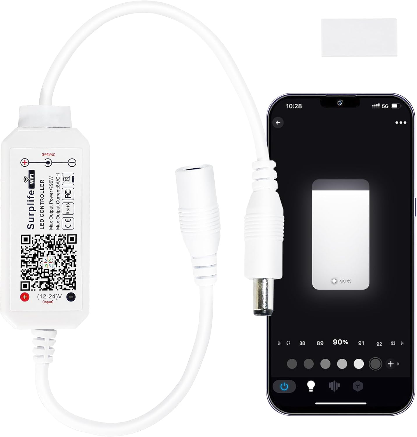 FVTLED WiFi Wireless Controller for LED Strip Lights Warm Cool White RGB RGBW Pixel RGBIC Strip Lights Music Sync Color Changing Bluetooth WiFi Controller, Android iOS , 12V-24V, APP Voice Control, Dimmable, Timing Function