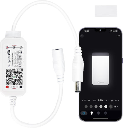 FVTLED WiFi Wireless Controller for LED Strip Lights Warm Cool White RGB RGBW Pixel RGBIC Strip Lights Music Sync Color Changing Bluetooth WiFi Controller, Android iOS , 12V-24V, APP Voice Control, Dimmable, Timing Function