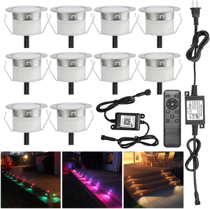 FVTLED LED Deck Lights Kit D61 Φ2.4" Low Voltage WiFi Smart Recessed RGBW Deck Lighting with App/Voice Control, Waterproof IP67 Landscape In Ground Lighting for Outdoor Stairs Steps Floor Decor, Silver