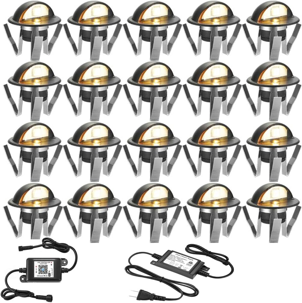 FVTLED WIFI Control Warm White / RGB Low Voltage LED Deck Lights kit Φ1.38 Outdoor Garden Yard Decoration Lamp Recessed Landscape Pathway Step Stair Deck LED Lighting, Black/Silver/Bronze