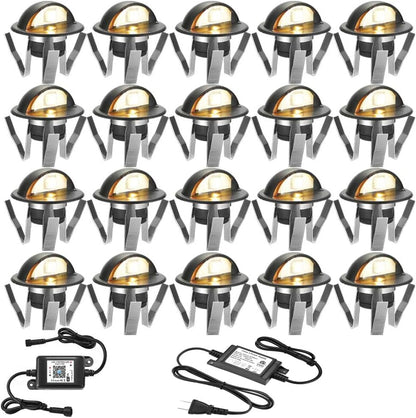 FVTLED WIFI Control Warm White / RGB Low Voltage LED Deck Lights kit Φ1.38 Outdoor Garden Yard Decoration Lamp Recessed Landscape Pathway Step Stair Deck LED Lighting, Black/Silver/Bronze