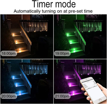 FVTLED LED Deck Lights Kit D61 Φ2.4" Low Voltage WiFi Smart Recessed RGBW Deck Lighting with App/Voice Control, Waterproof IP67 Landscape In Ground Lighting for Outdoor Stairs Steps Floor Decor, Silver
