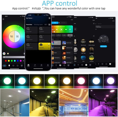 Smart LED Downlights Ceiling Lights Recessed Lighting 3 inch 4 inch, Flush Mount Ceiling Light, Can Lights 5W 9W, RGB Color Changing and 2700-6500K Dimmable CCT Warm White Cool White, for Bedroom, Living Room, Kitchen Lighting Fixtures Ceiling
