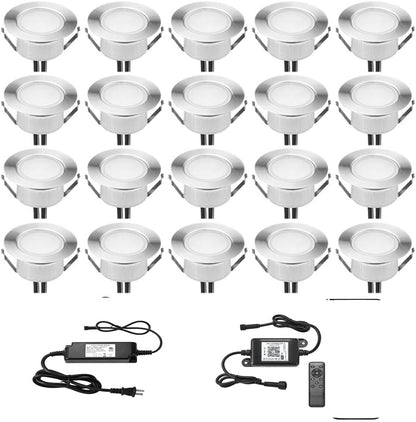 FVTLED LED Deck Lights Kit D61 Φ2.4" Low Voltage WiFi Smart Recessed RGBW Deck Lighting with App/Voice Control, Waterproof IP67 Landscape In Ground Lighting for Outdoor Stairs Steps Floor Decor, Silver