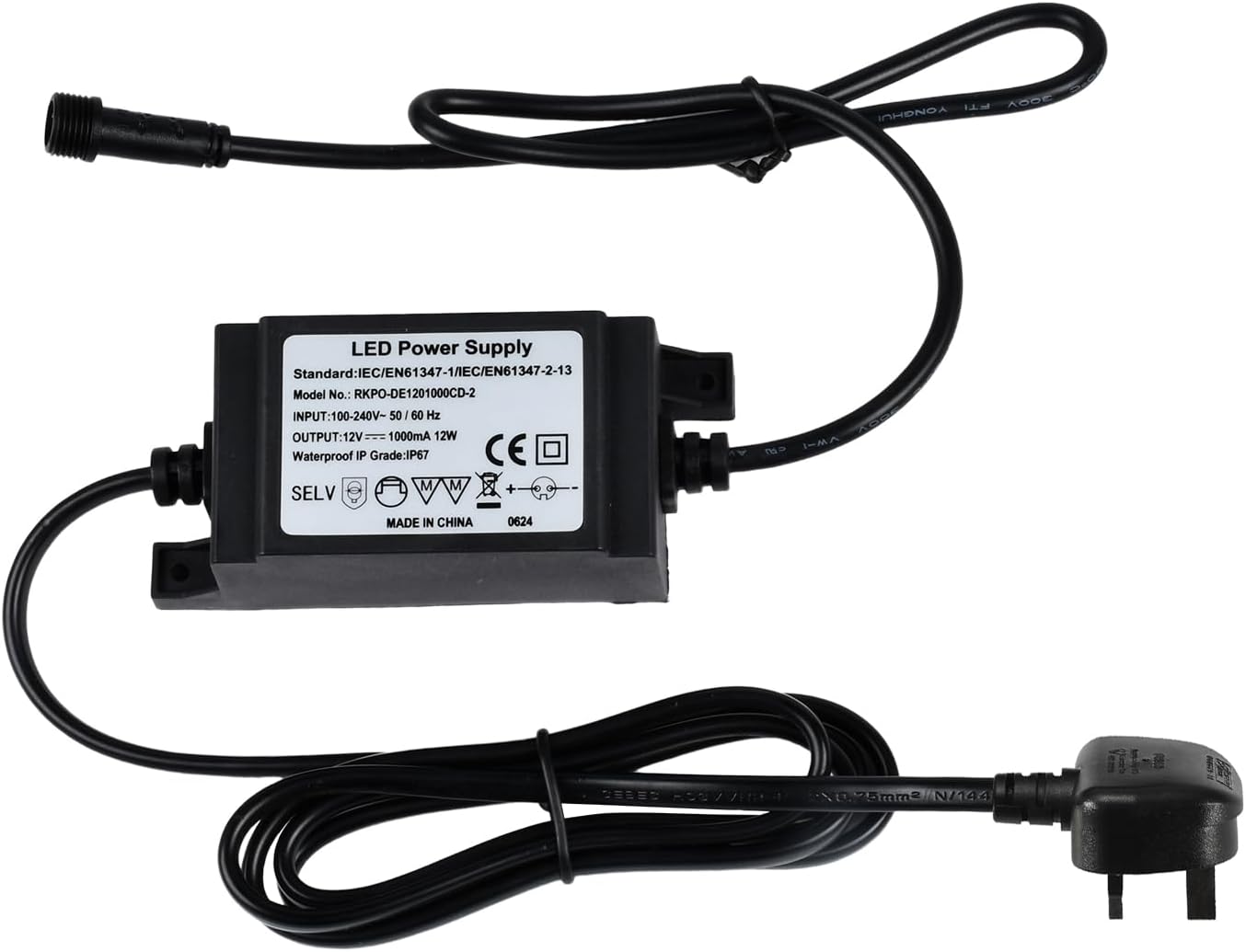 FVTLED Power Adapter, Transformer, Power Supply ETL CE  UKCA GS SAA BS Listed DC 12V 8W 12W 30W 48W US AU EU UK Plug Only Suitable for FVTLED LED Deck Lights Kit