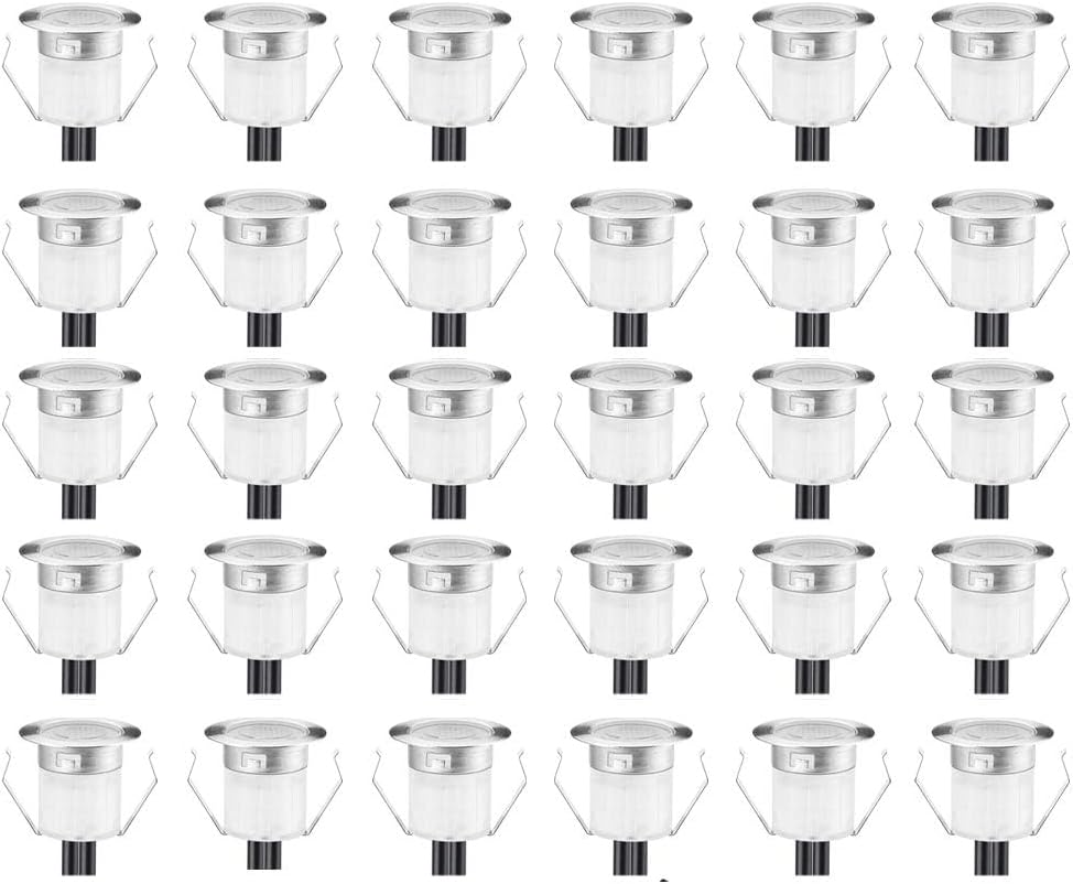 FVTLED LED Deck Lights Kit D30 Φ1.18" Low Voltage WiFi Smart Recessed RGB Deck Lighting with App/Voice Control, Waterproof IP67 Landscape In Ground Lighting for Outdoor Stairs Steps Floor Decor, Silver