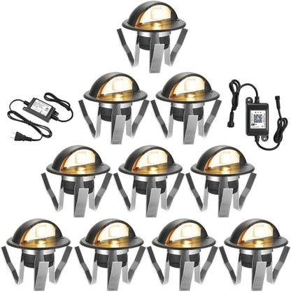 FVTLED WIFI Control Warm White / RGB Low Voltage LED Deck Lights kit Φ1.38 Outdoor Garden Yard Decoration Lamp Recessed Landscape Pathway Step Stair Deck LED Lighting, Black/Silver/Bronze